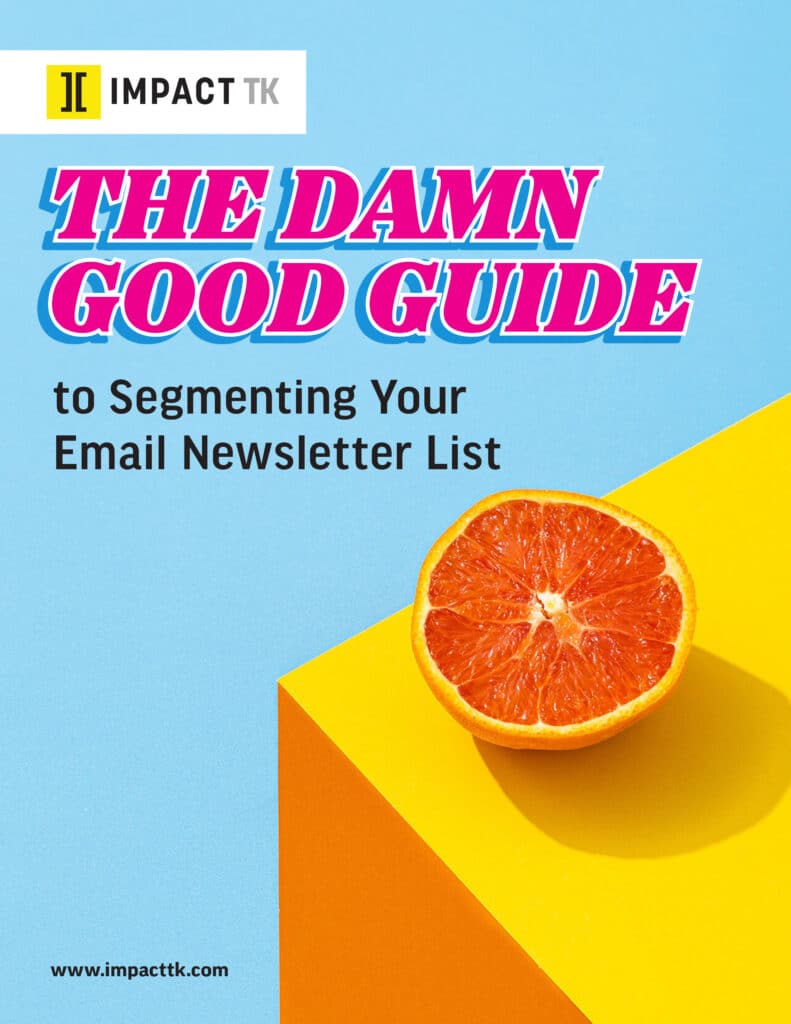 The cover of the ebook for email segmentation from the 99 Newsletter Project and Impact TK