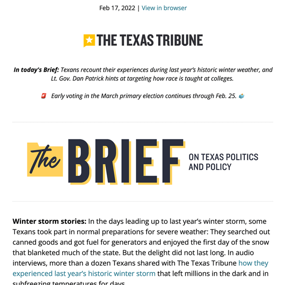 Texas Tribune The Brief 2022