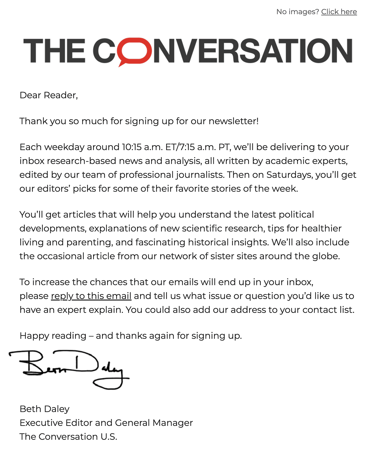 The Conversation Welcome Email 2022
