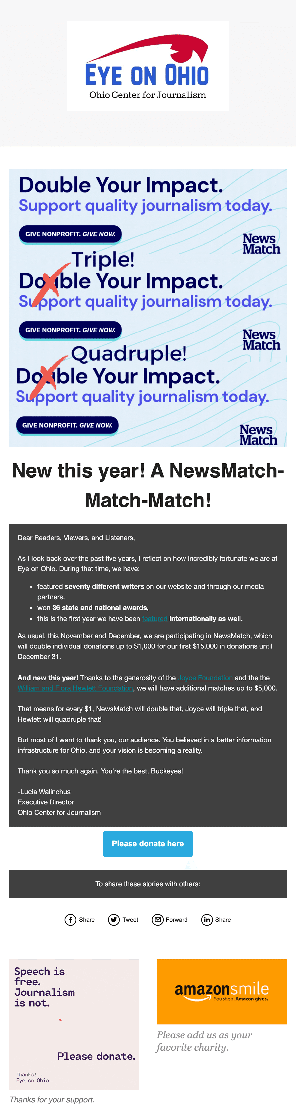 Eye on Ohio NewsMatch Kick Off Email for 2022