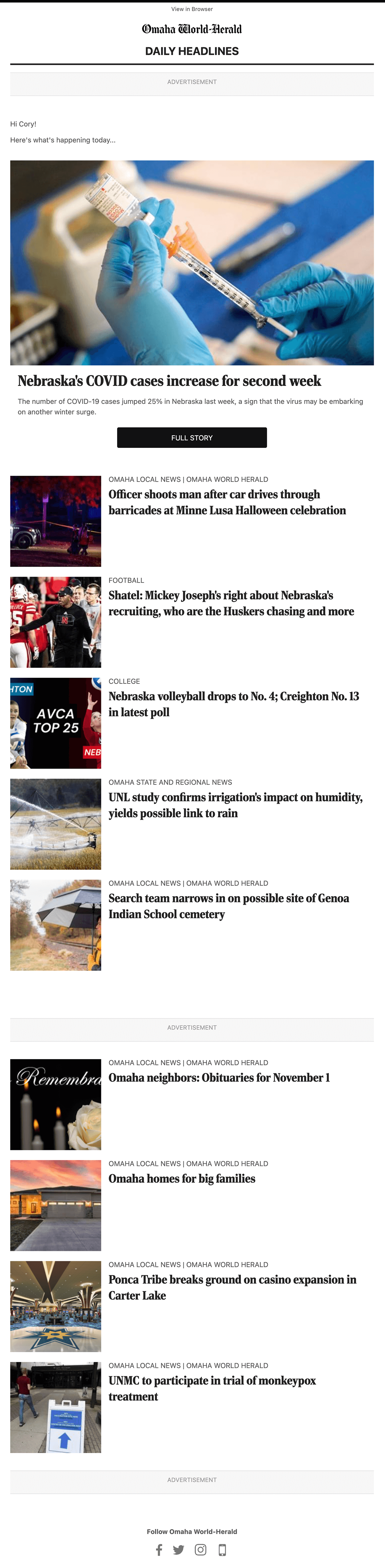 Omaha World-Herald Daily Newsletter 2022