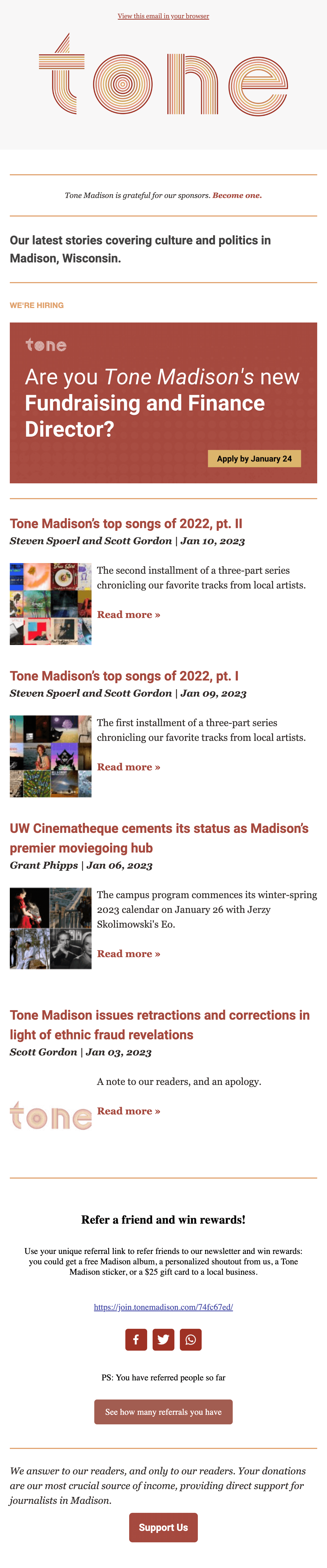 Tone Madison Newsletter 2023