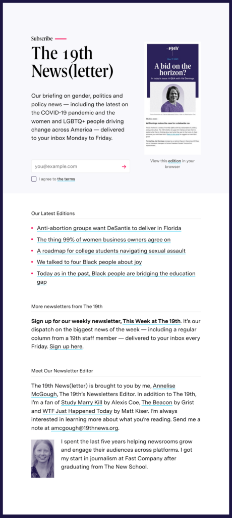 The 19th News Newsletter Signup Page 2023