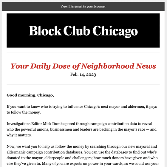 Block Club Chicago Daily Newsletter 2023