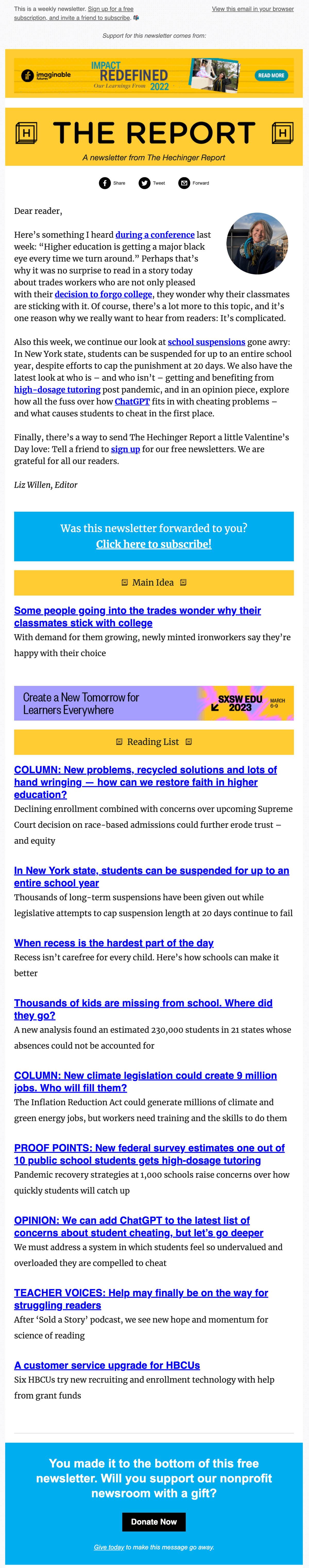 Hechinger Report The Report 2023
