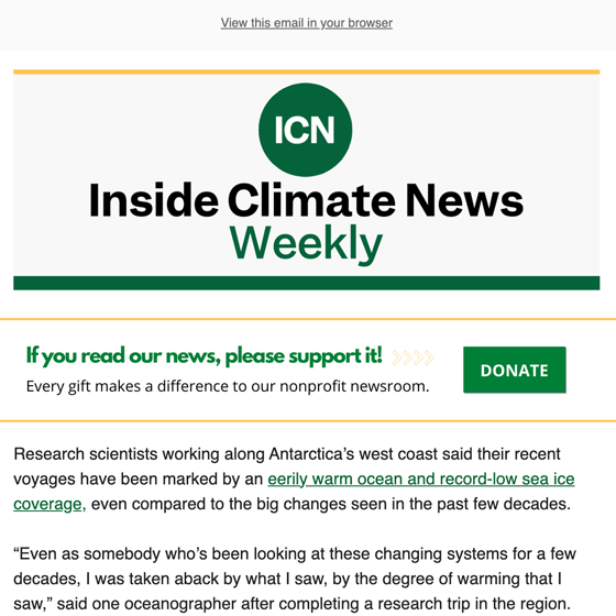 Inside Climate News Weekly Newsletter 2023