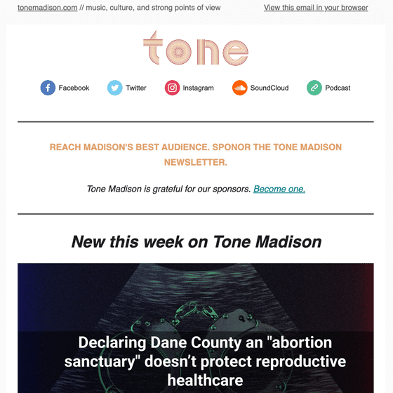 Tone Madison Newsletter December 2022