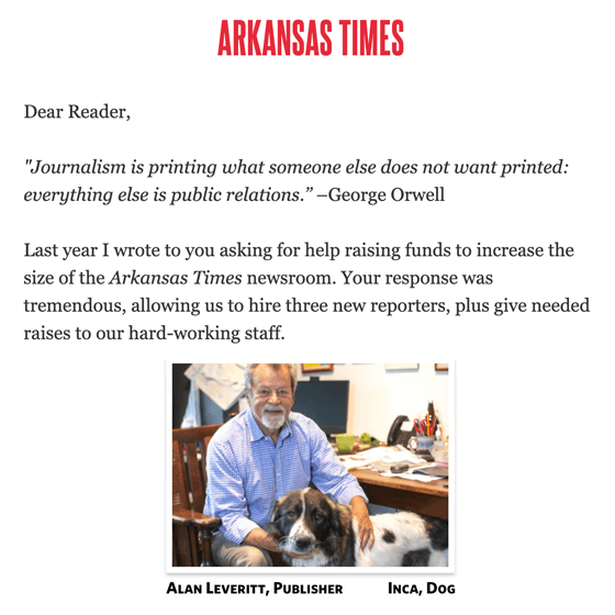 Arkansas Times Fundraising Email April 2023