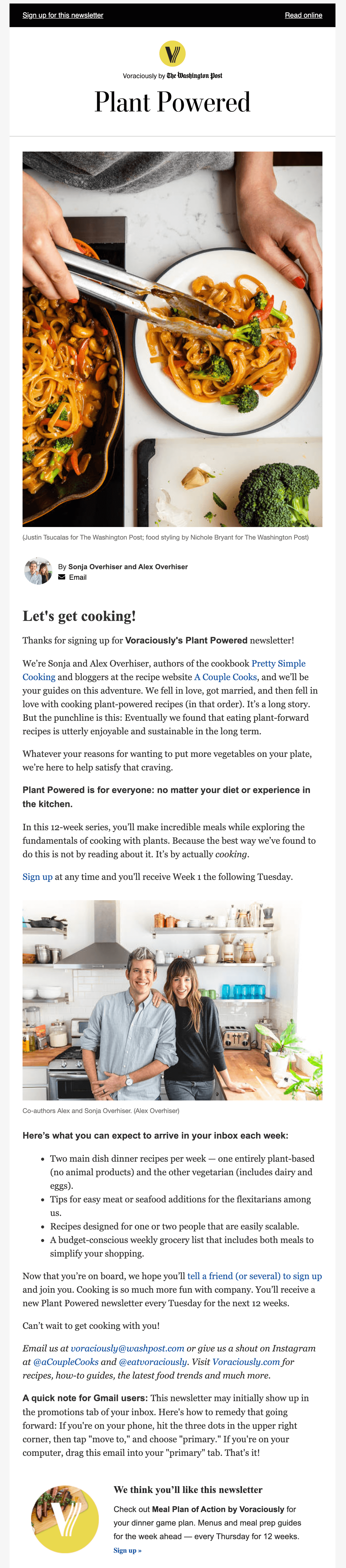 Washington Post Plant Powered Welcome Email June 2019