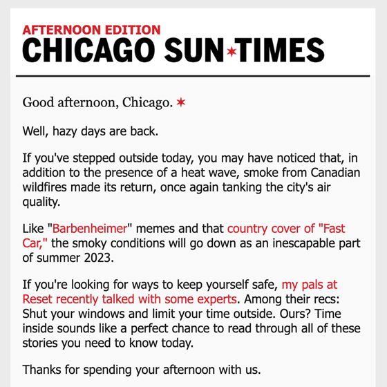 Chicago Sun-Times Afternoon Newsletter July 2023