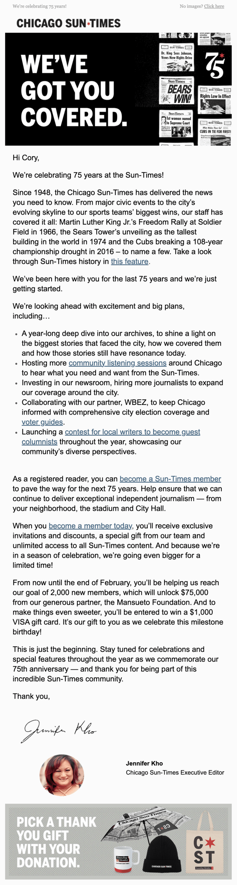 Chicago Sun-Times Birthday Email