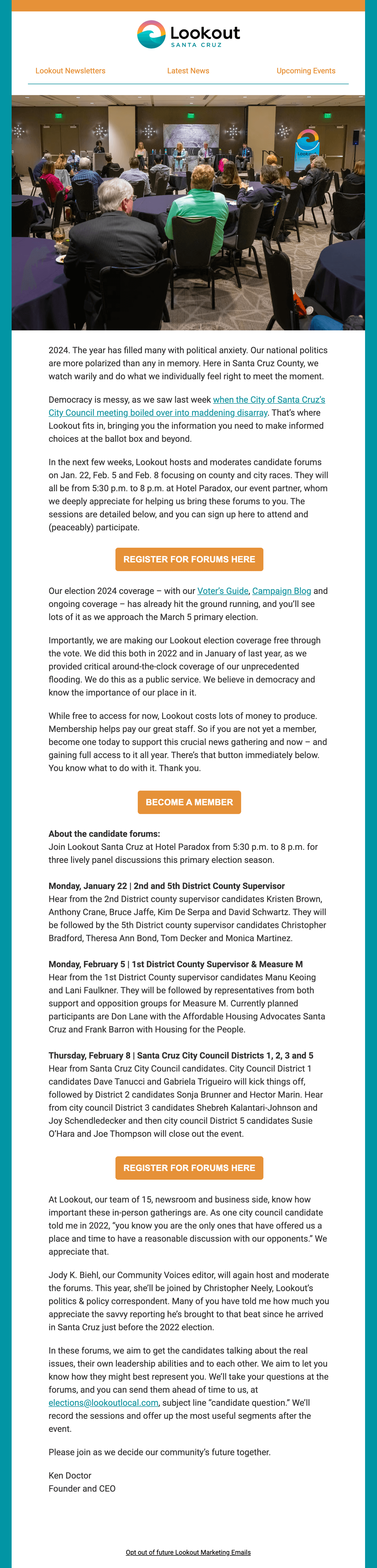 Lookout Santa Cruz Candidate Forum Email 2024